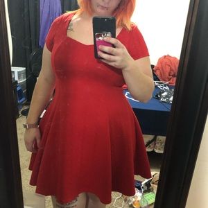 LN Torrid Red Knitted Skater Dress